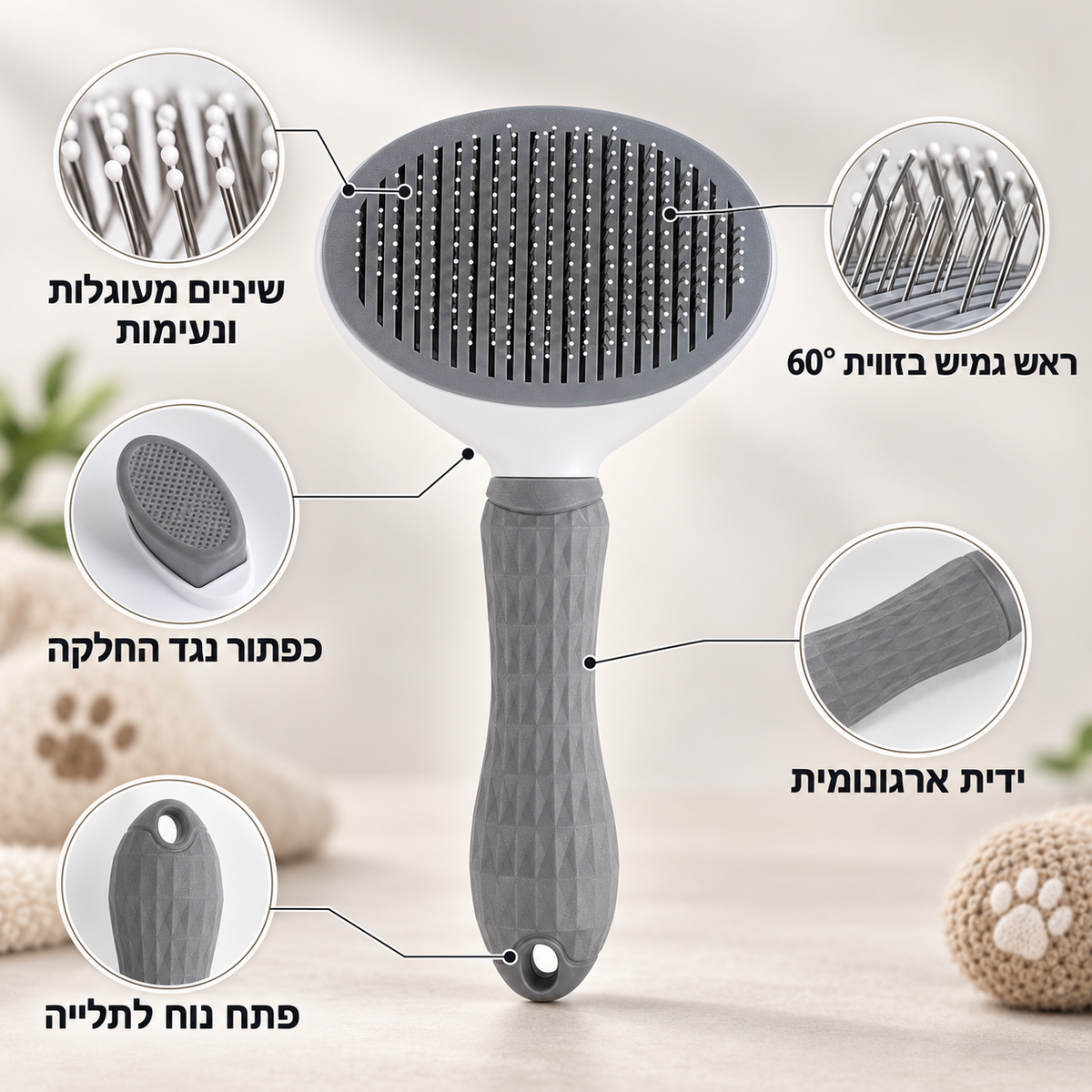 Kliravo Groom – מברשת טיפוח לניקוי פרווה בלחיצה